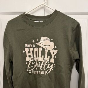 Green “Have A Holly Dolly Christmas” Crewneck
